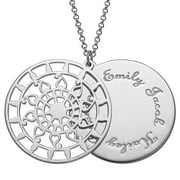 Personalized Women's Mandala Family Name Double Disc Necklace