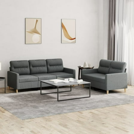 Casafoyer 2 Piece Sofa Set with Cushions Dark Gray Fabric