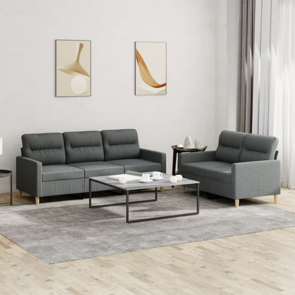 Casafoyer 2 Piece Sofa Set with Cushions Dark Gray Fabric