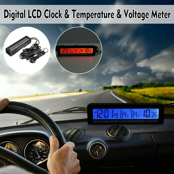 Ana 3 In 1 Car Digital Clock Time Watch Inside Outside Car Temperature Thermometer Battery Voltage Monitor Meter