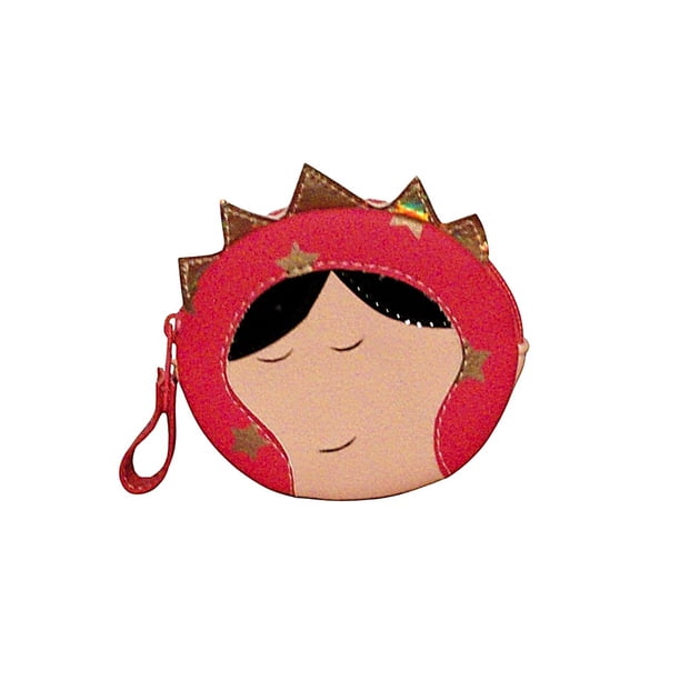 Monedero de VIRGEN DE GUADALUPE Caricatura, la GUADALUPANA, Forma Redondo, Color Rosa, Diseño de Estrellitas, Estilo Kawaii. Novedoso y Encantador.