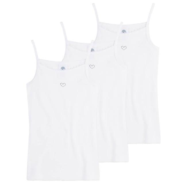 Sanetta Camiseta interior para niñas - Camiseta básica con motivo de corazón, algodón orgánico (Bio) Blanco