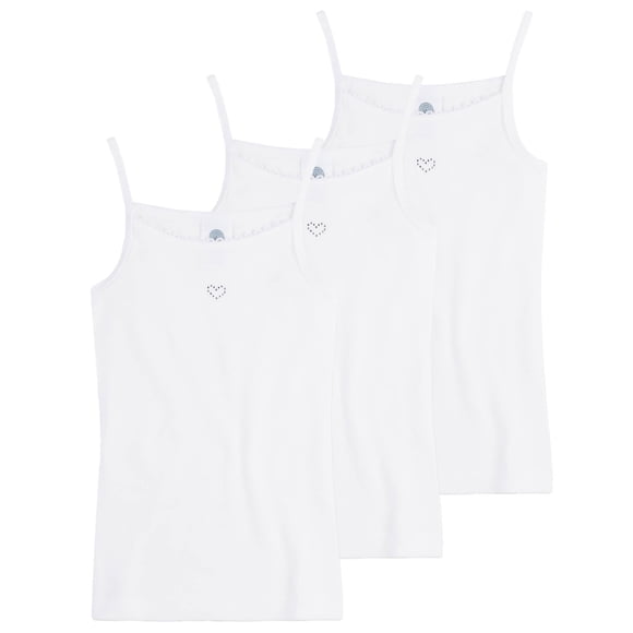 Sanetta Camiseta interior para niñas - Camiseta básica con motivo de corazón, algodón orgánico (Bio) Blanco
