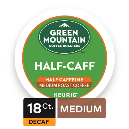 Green Mountain Coffee Roasters Half Caff Keurig Single-Serve K-Cup pods, Medium Roast Coffee, 18 Count