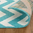 thumbnail image 3 of 8' Runner Blue-Green/Cream Chevron Stain Resistant Indoor Outdoor Runner Rug - 6' x 7', 3 of 4