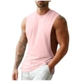 thumbnail image 2 of cllios Men's Belief Drop Arm Tank Tops Sleeveless Muscle T Shirts Solid Color Crewneck Tank Top for Gym Workout Pink L, 2 of 6