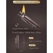 Windproof Classic Trench Brass Kerosene Lighter, Refillable, Grinding Wheel, Automatic Ejection,Seal,Unique,Retro Antique, for Soldier,Thorens Battle Soul
