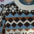thumbnail image 7 of IROINNID Men's Sweater Round Neck Long Sleeve Jumper Mid-Length Graphic Prints Casual Pullover Diamond Lattice Sweater, 7 of 7