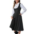 thumbnail image 4 of Vestido Pinafore Vintage INSPIRE CHIC para mujer con encaje, tirantes y botones, vestido midi con bolsillos XL negro, 4 of 6