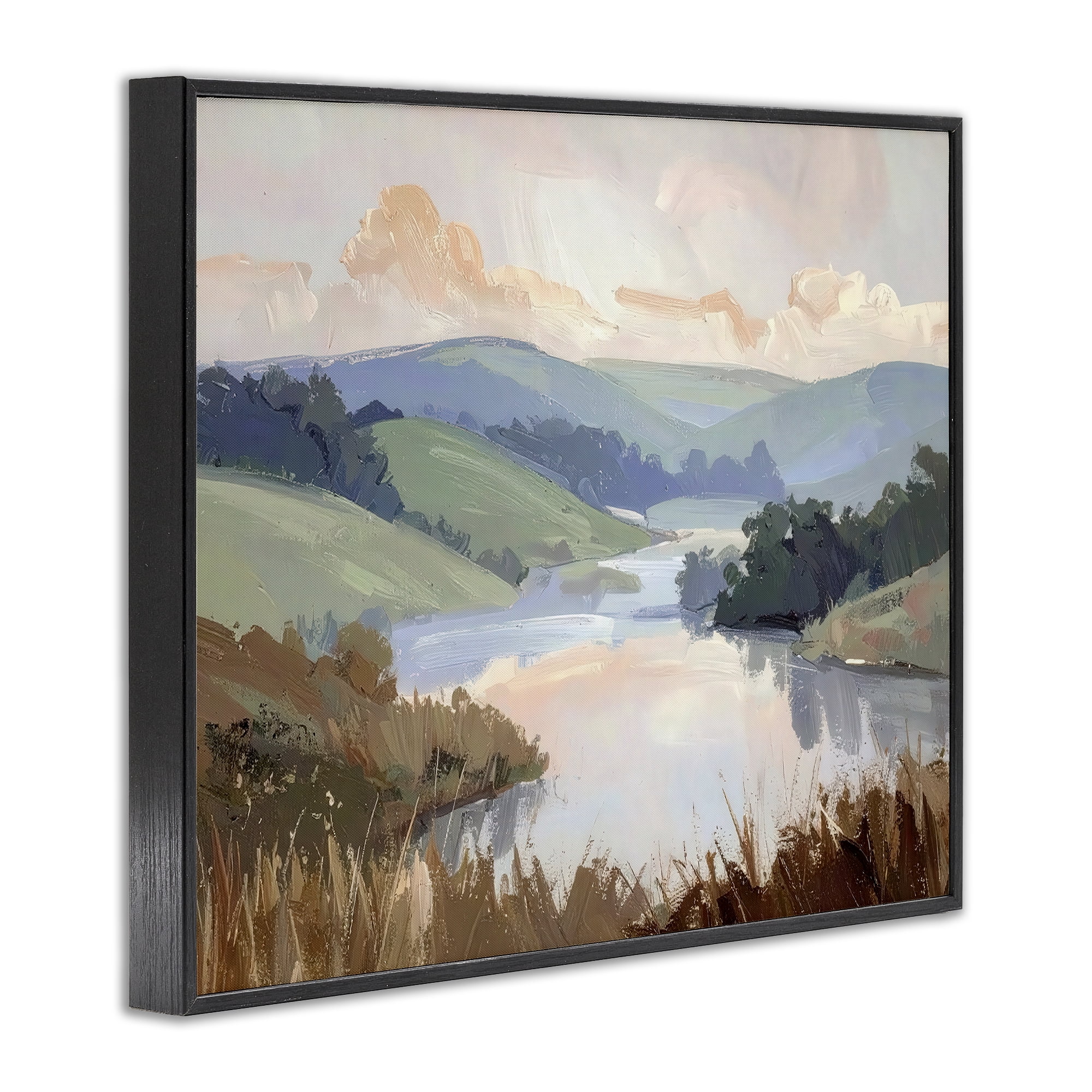 Stupell Industries Muted Distant Mountains Black Framed Giclee Art, design by Alonza Saunders
