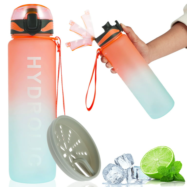 Hydr-8 Squeeze Bottle 32oz Sports Water Bottle With Time Goals to