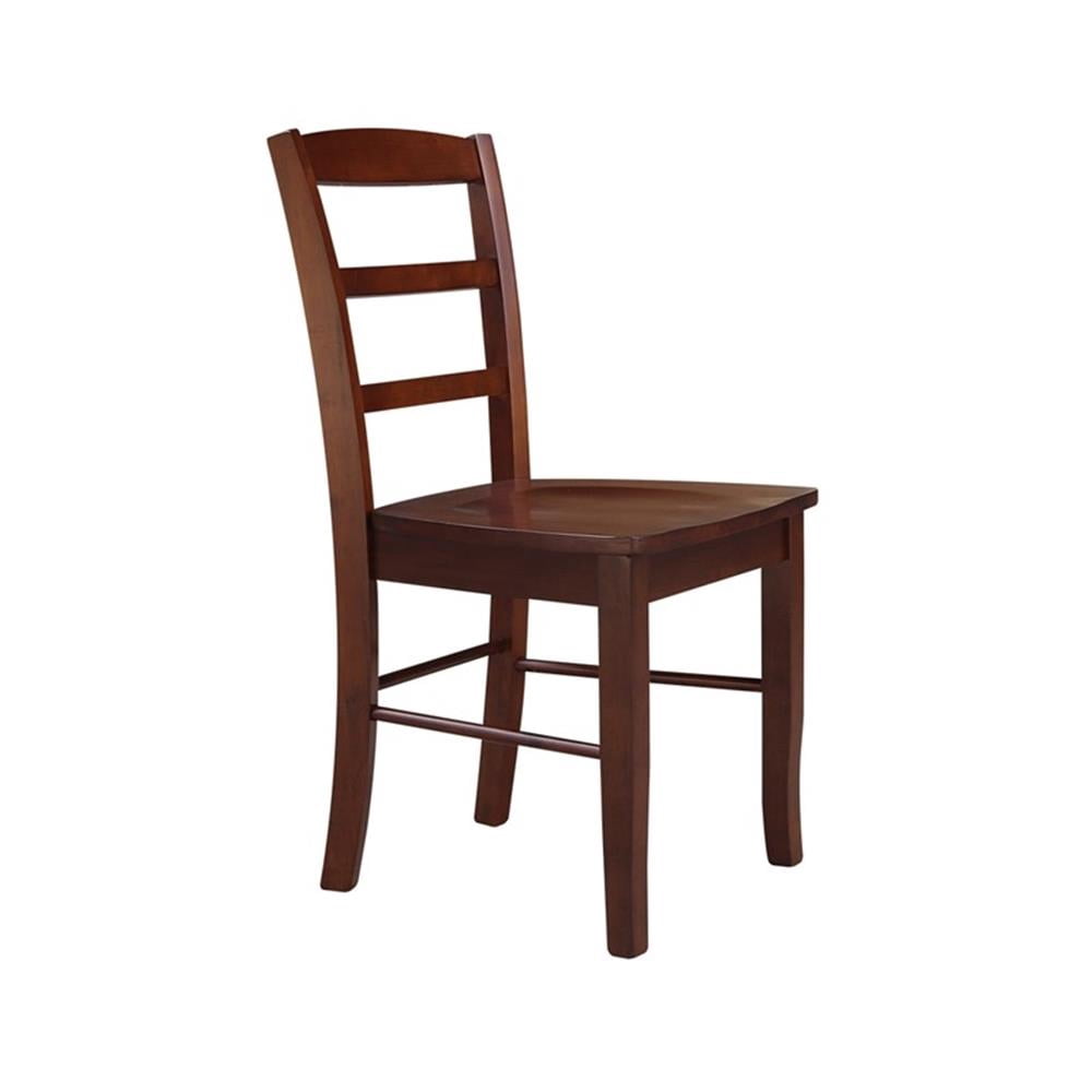 Set of Two Solid Wood Madrid Ladderback Chairs in Espresso