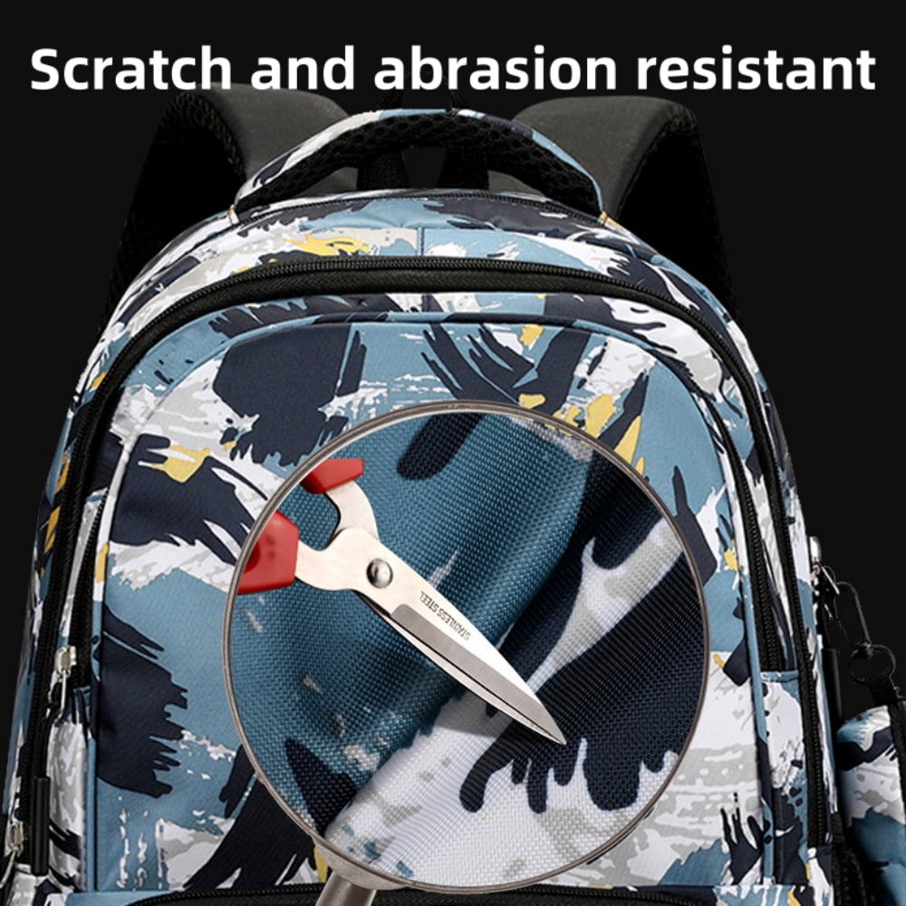 Juuar School Bags for Girls Boys, Printed Kids Backpack with Pencil Case, Camo Bookbag Multi Pocket Back to School Backpack for Primary School, Blue