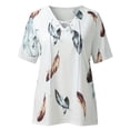 thumbnail image 4 of Moda mujer Casual manga corta cuello en V Sexy impreso Tops blusa con cordón camiseta Fridja ghk5370, 4 of 5