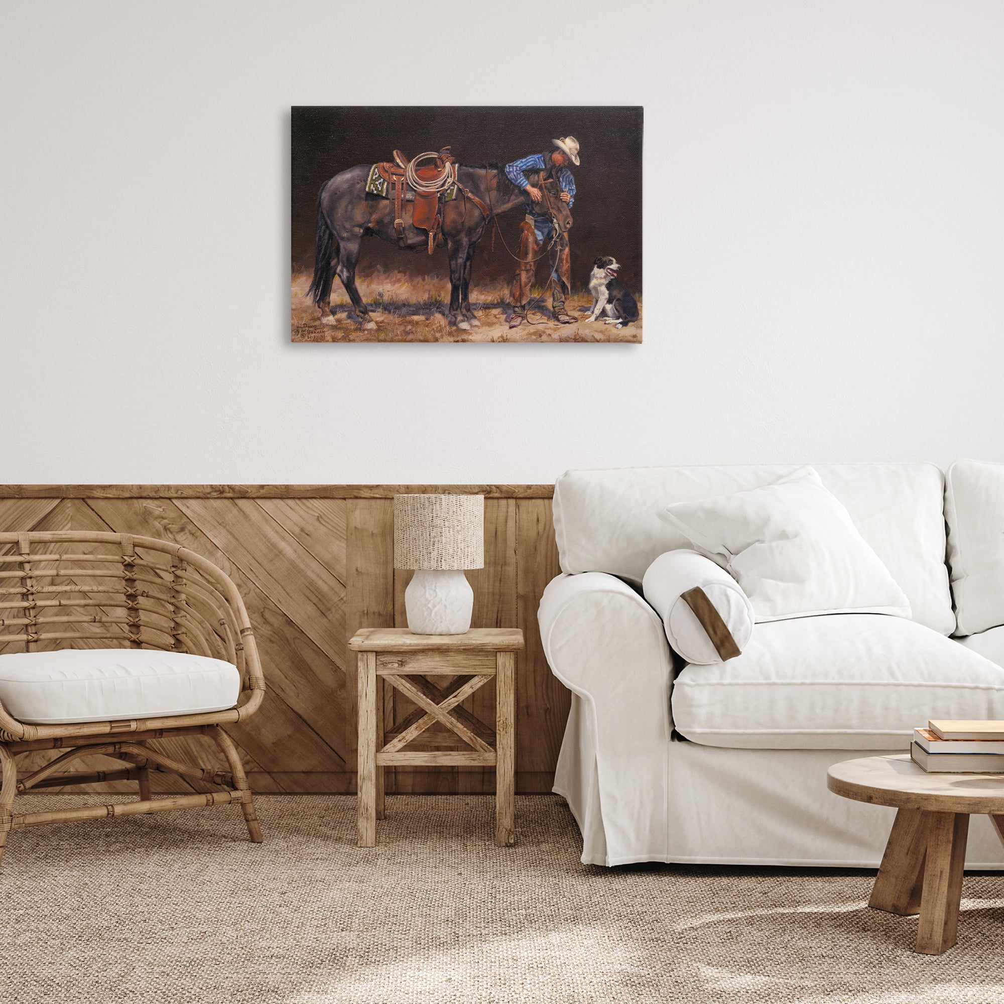 Stupell Industries Western Horse & Dog Animals & Insects Painting Gallery Wrapped Canvas Art Print Wall Art, 30 x 20