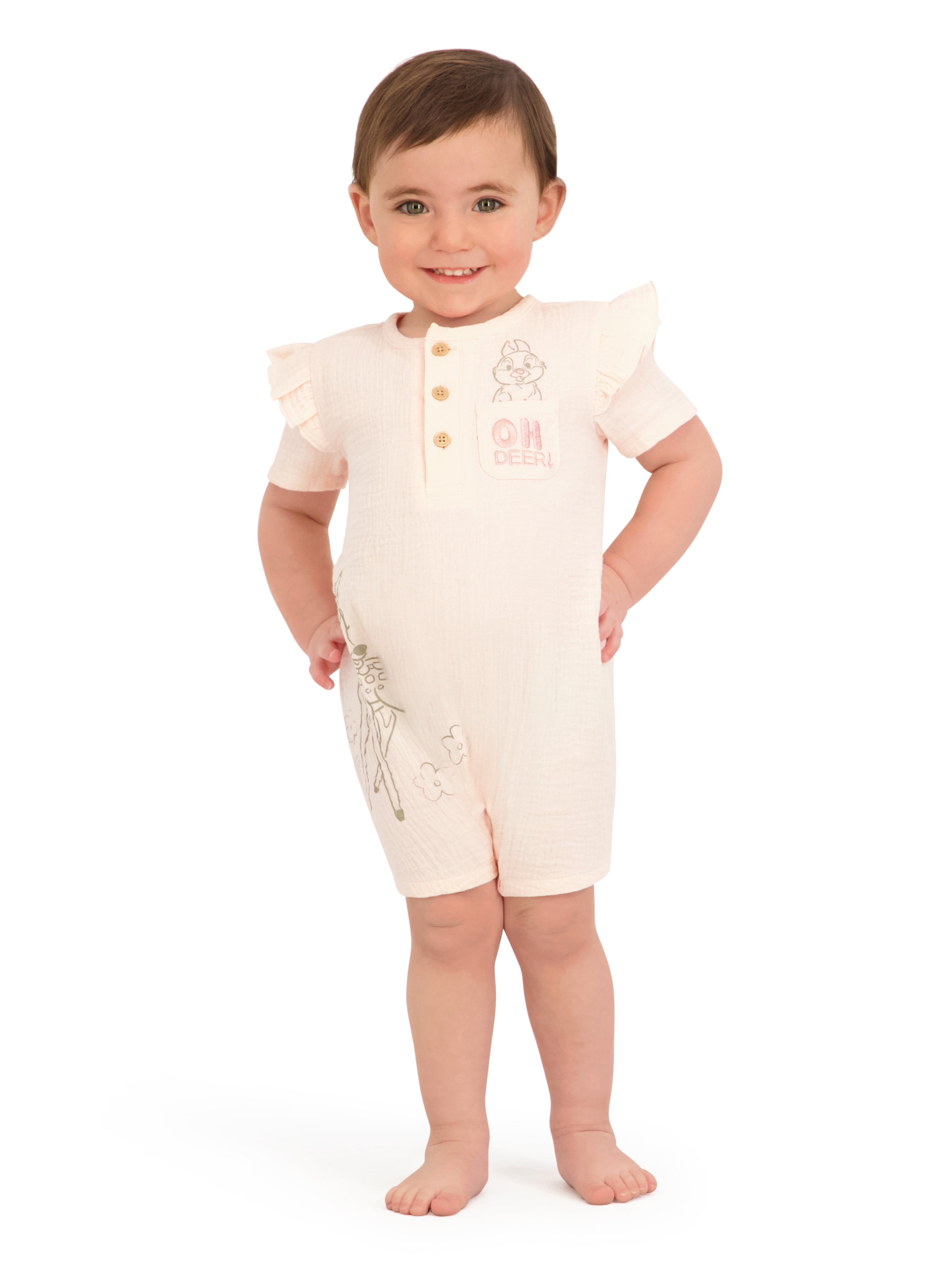 Bambi Baby Girl 2 Pack Rompers, Sizes 0/3 Months-24 Months