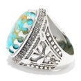 thumbnail image 3 of Sterling Silver 18 x 13mm Oval Mine #8 Turquoise Textured Ring, 3 of 5