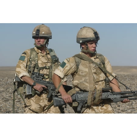Members of the British Army on foot patrol in Afghanistan Stretched Canvas - Andrew ChittockStocktrek Images (34 x