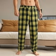 thumbnail image 5 of Havenx Pajama Pants Men Microfleece Plaid Pajamas Pants 2025 Big and Tall Sleeping Pants Elastic Waist Straight-Leg Lightweight Lounge Pants,Yellow 2XL, 5 of 6