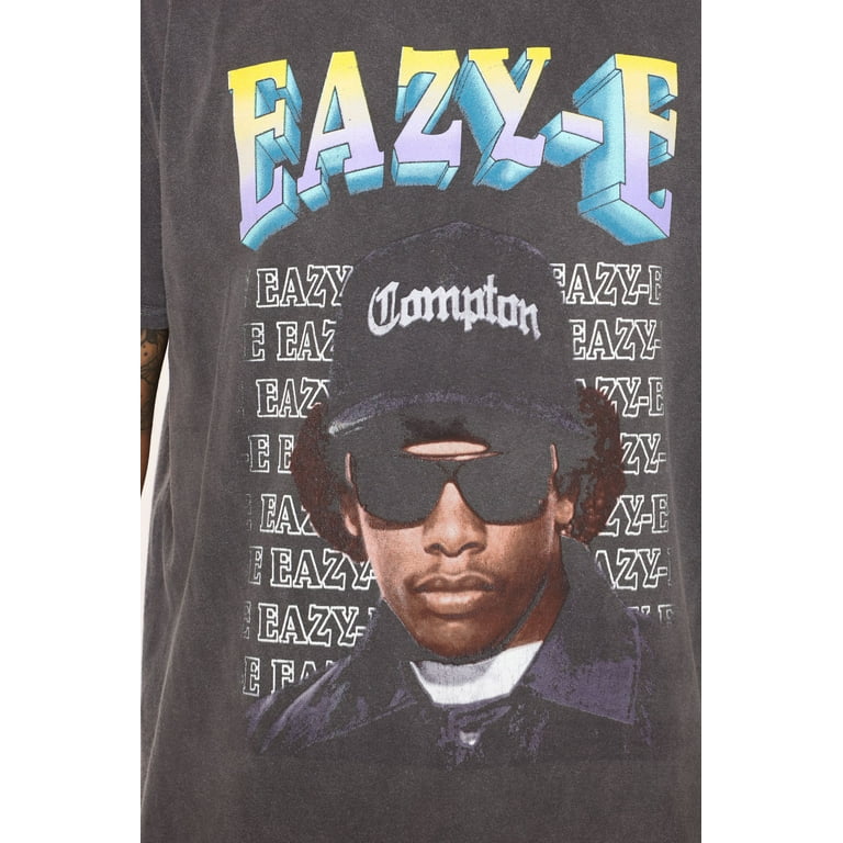 Eazy-E NWA Compton Men's Vintage Black Dye Wash Distressed Eazy-E NWA Compton Men's Vintage Black Dye Wash Distressed