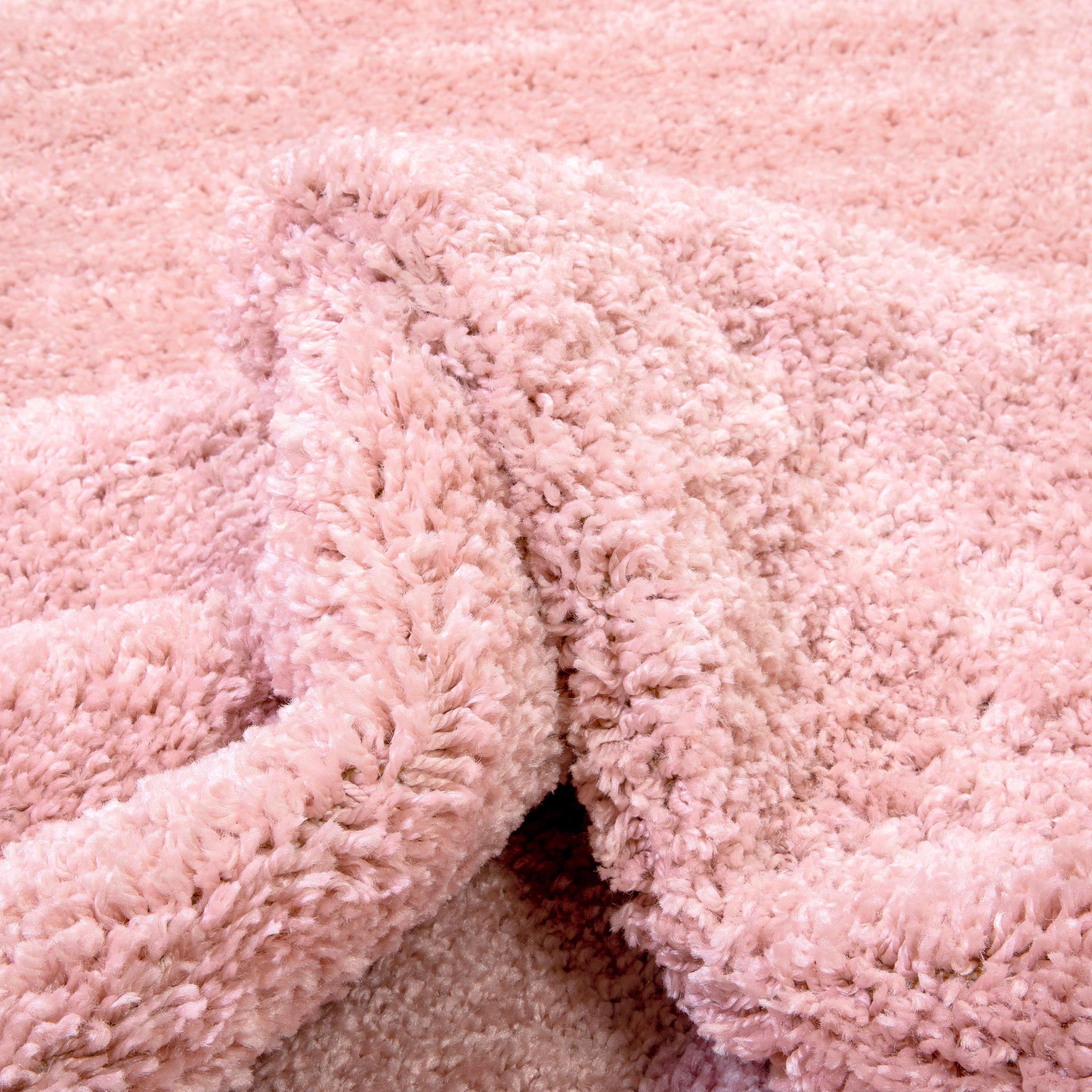Well Woven Madison Shag Piper Pink Ethnic Modern Shag Solid Plain 3'11" x 5'3" Area Rug