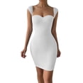 thumbnail image 2 of ClodeEU Women's Sleeveless Bodycon Mini Dress,Basic Solid Slim Fit Dress White,Women's Plus XL, 2 of 7