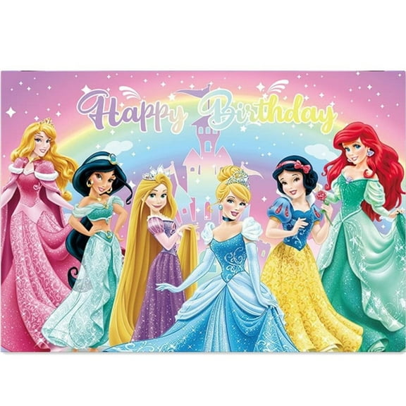 Princess Birthday Party Banner,5 x 3ft Elsa Photography Background Vinyl Wall Decorations Supplies for Kids Boys Toddlers