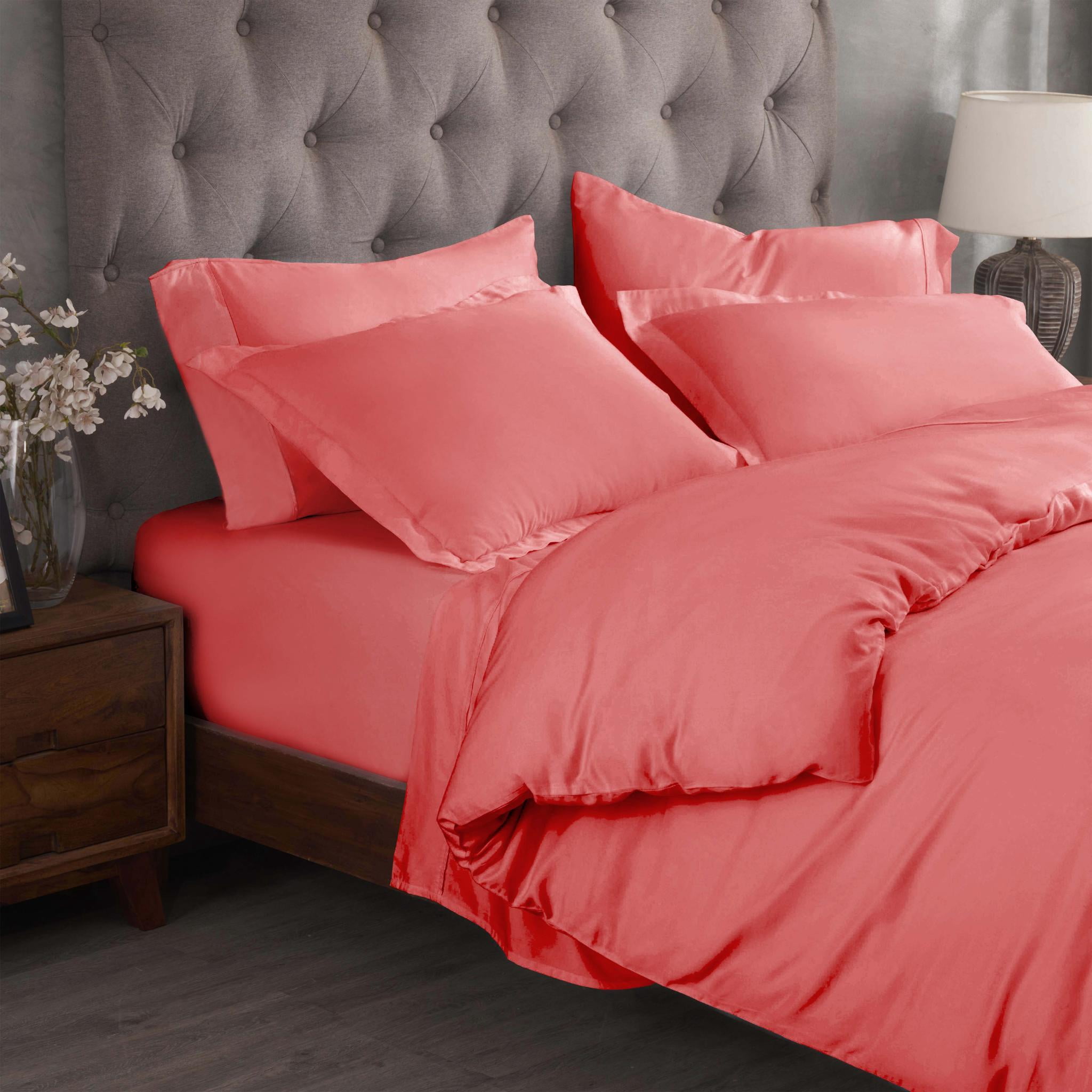 Superior Egyptian Cotton 300 Thread Count Duvet Cover Set, King/California King, Coral