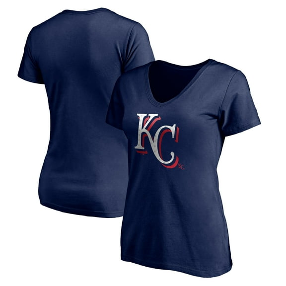 Women's Navy Kansas City Royals Red White and Team V-Neck T-Shirt