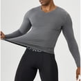 thumbnail image 6 of Men's V Neck Compression Shirt Long Sleeve, Athletic Workout Shirts & Gym Undershirts, Active Sports Base Layer Top for Running, Fitness, Muscle Recovery & Cold Weather Grey L, 6 of 9