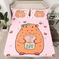 thumbnail image 2 of Homewish Cute Cartoon Capybara Full Size Sheets,Capybara Loves Bed Sheets,Pink Brown Sheet Sets For Girls Kids,Breathable Home Decor,4pcs, 2 of 7