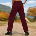 thumbnail image 6 of Cagogo Women's Cargo Pants with Pockets Drawstring Casual Loose Long Tapered Pants Streetwear Solid Trousers for Party Office Travel, Wine S, 6 of 6