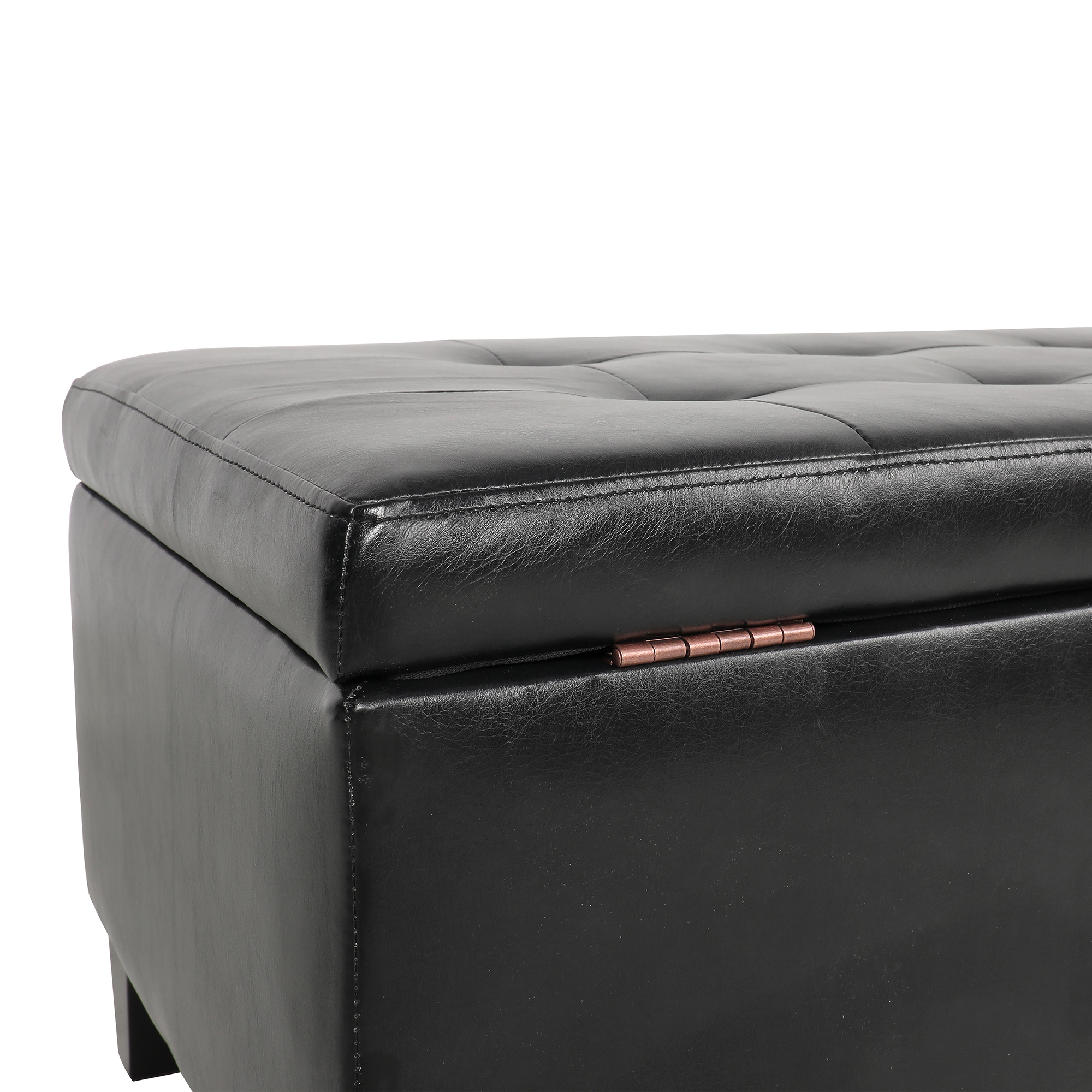 Kadyn 38.4" Storage Ottoman Bench, Folding Bench Chest Foot Rest Stool, End of Bed Bench with Wooden Legs, Black Kadyn 38.4" Storage Ottoman Bench, Folding Bench Chest Foot Rest Stool, End of Bed Bench with Wooden Legs, Black