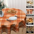 thumbnail image 4 of Fall/Autumn Orange Plaid Tablecloth Thanksgiving Round Tablecloth 60 Inch Orange Fall Table Cloth for Farmhouse Kitchen Decor Polyester Fabric Autumn Table Cover for Party Outdoor Camping, 4 of 6