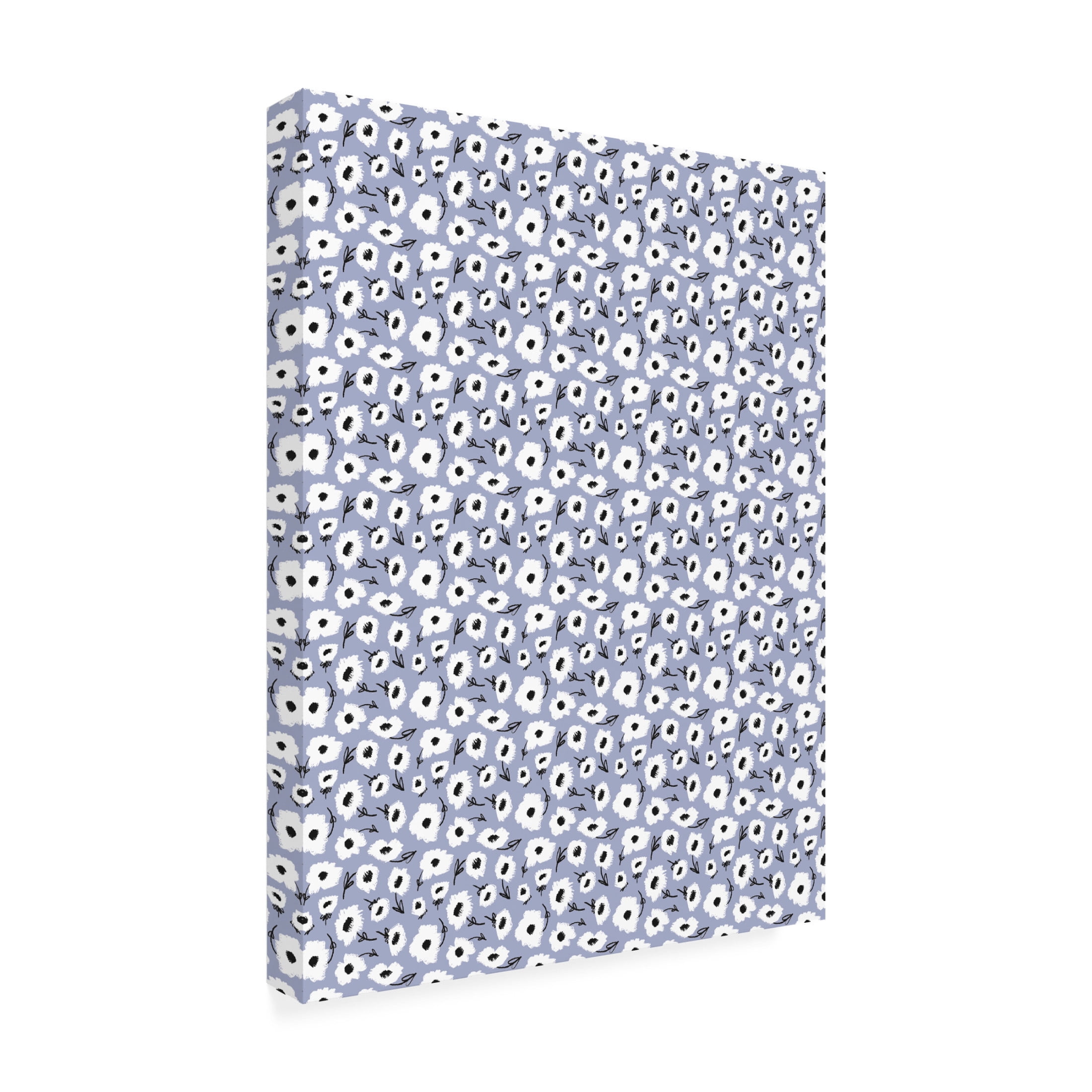 Canvas Wall Art - Treechild 'Cute Flowers on Purple Background' Wall Art for Living Room, Bedroom, or Office D?cor by Trademark Fine Art - 14 x 19 Inches