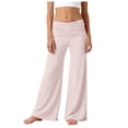 thumbnail image 4 of Girls Pants Size 10-12 Wide Leg Girls Pants Summer Casual Wide Leg Pants Elastic High Waist Lightweight Vacation Beach Trousers with Pockets, 4 of 8