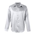 thumbnail image 5 of Mens Long Sleeve Button Down Shirts Casual Lightweight Basic Shirts Loose Comfortable Fashion Daily Wear Grey Size XL, 5 of 7