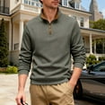 thumbnail image 1 of Ceisia Men's Casual Striped Half Button Round Neck Pullover with Pocket Daily Fashion Top Gift, 1 of 9