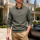 thumbnail image 1 of Ceisia Men's Casual Striped Half Button Round Neck Pullover with Pocket Daily Fashion Top Gift, 1 of 9