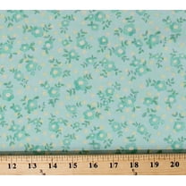 Cotton Floral Flowers Dutch Spring Nature Mint Green Cotton Fabric Print by the Yard (N1582-BLUE)