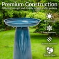thumbnail image 3 of Sunnydaze Gleeful Garden Metal Bird Bath for Outdoors - UV-Resistant Large Bird Bath for Outside - 23-Inch - Blue Glaze, 3 of 16
