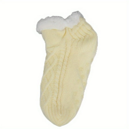

Warm Twist Slippers Socks Thick Knit Plush Lined Low Cut Ankle Socks Women‘s Stockings & Hosiery