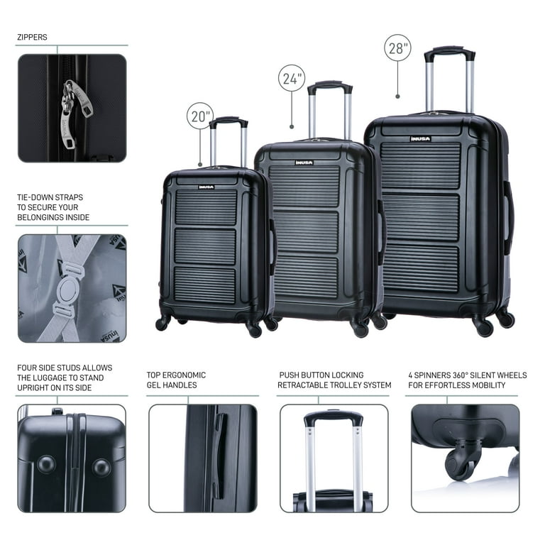 InUSA Pilot 3-Piece Hardside Luggage Sets with Spinner Wheels