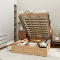 thumbnail image 4 of Full Size Wood Platform Bed with Underneath Storage and 2 Drawers, Wood Color, 4 of 16