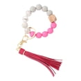 thumbnail image 2 of Fiudx Pulsera con Llavero de Cuentas, Elegante Llavero de Pulsera con Borla de Cuero, Diseño Cómodo y Funcional, Protege Tus Llaves Dondequiera Que Estés, Accesorio de Moda, Se Adapta a Todas Las Muñ, 2 of 3