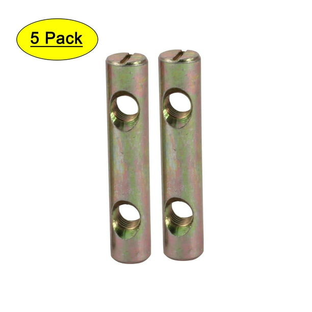 Uxcell M8x60mm Dual Hole Zinc Plated Iron Slotted Drive Cross Dowel Nut