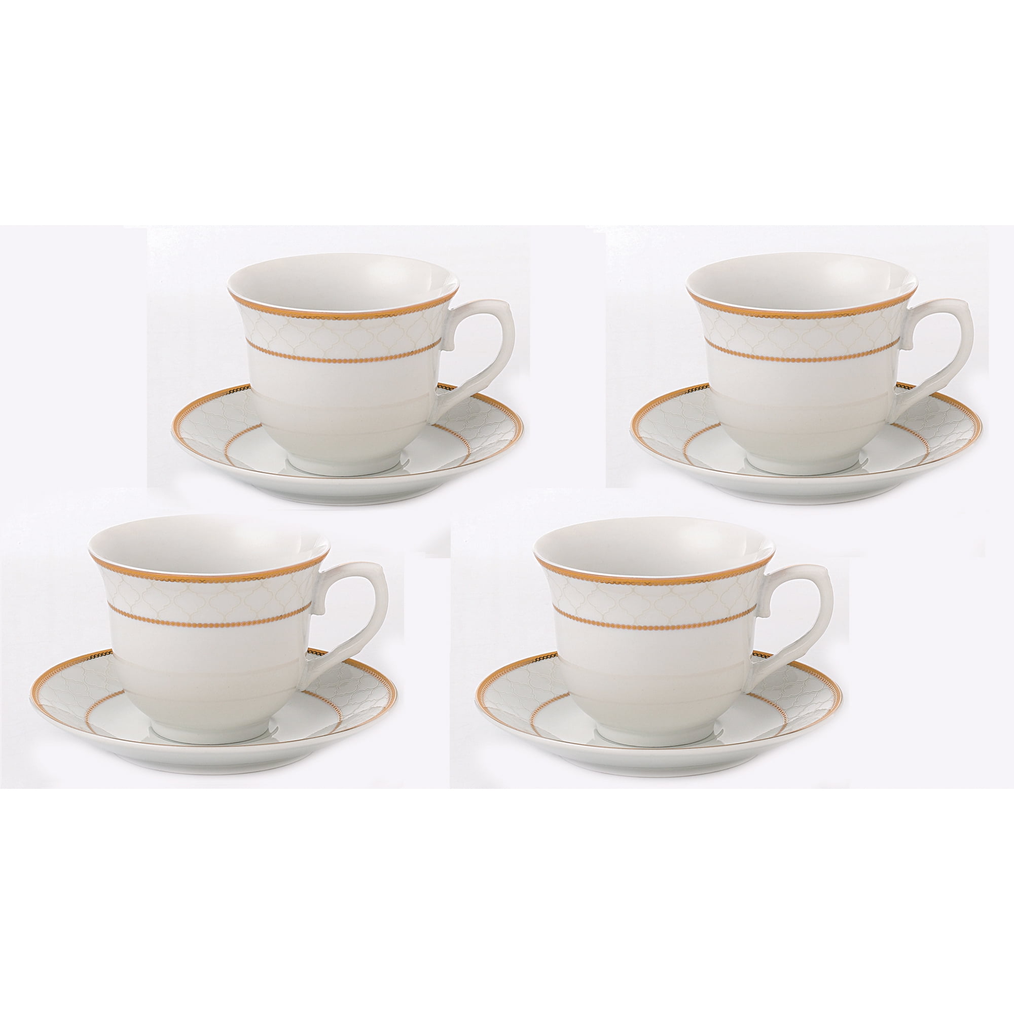 SooMILE 7oz Espresso Cups and Saucers Set Porcelain Coffee Mugs  Set of 4 for Cappuccino,Latte,Americano (Yellow): Cup & Saucer Sets