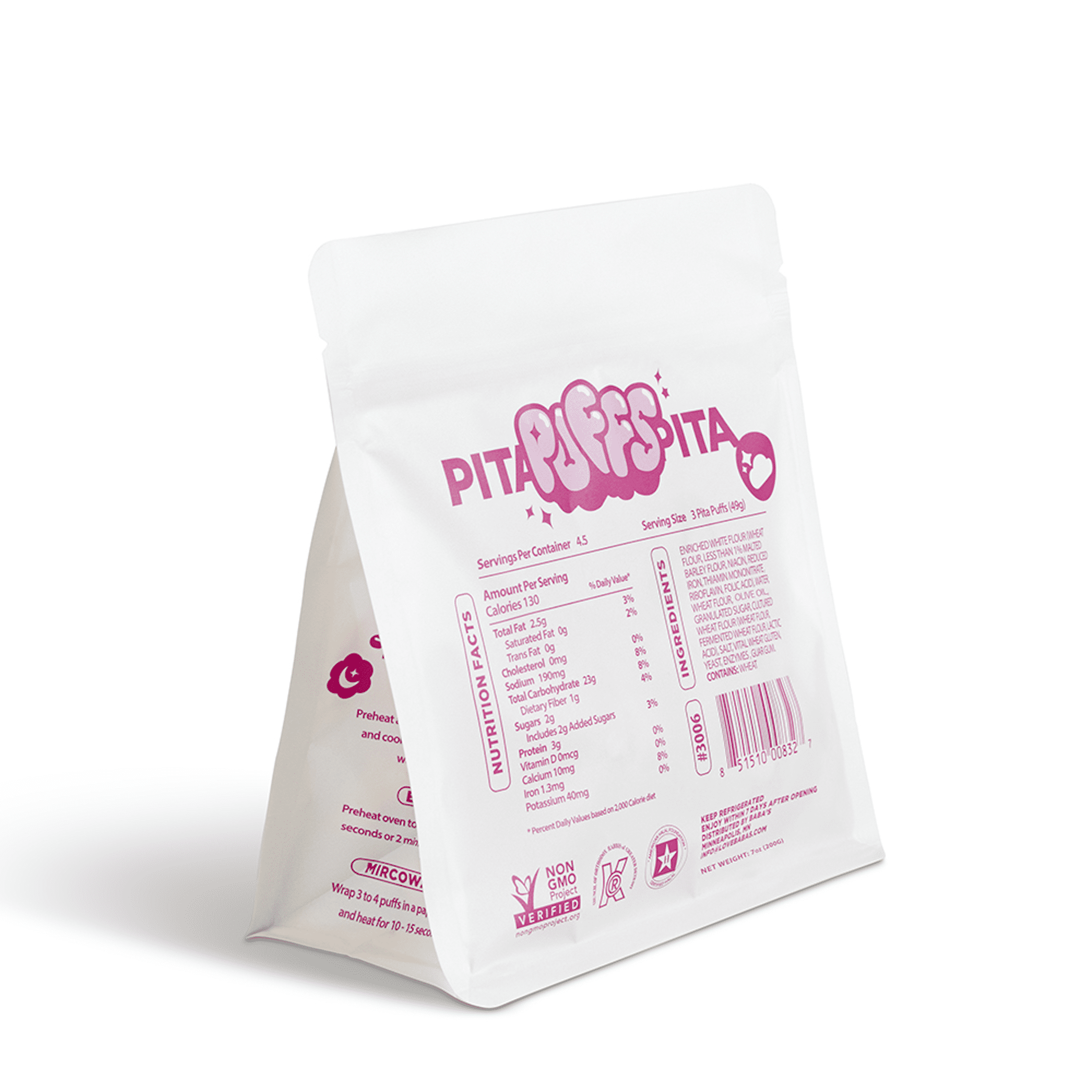 Baba’s Pita Puffs - Mediterranean-Style Fluffy Snack, 6 Count