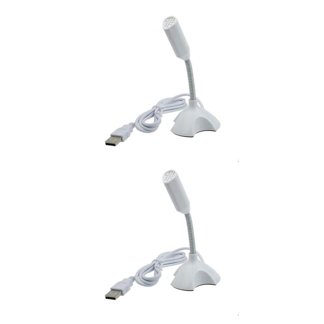 bedienty Flexible Desktop USB Studio Speech for Skype Mic Microphone for PC Laptop Computer white 2Set