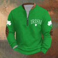 thumbnail image 2 of Penkiiy Día de San Patricio de hombre 1/4 Sweatshirt de cuello cremallera Shamrock camisa irlandesa de manga larga 2XL Multicolor, 2 of 5